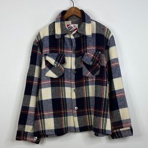 Vintage Bell Shirt Mens XL Blue Red Tartan Plaid Wool Shacket Lumberjack Canada